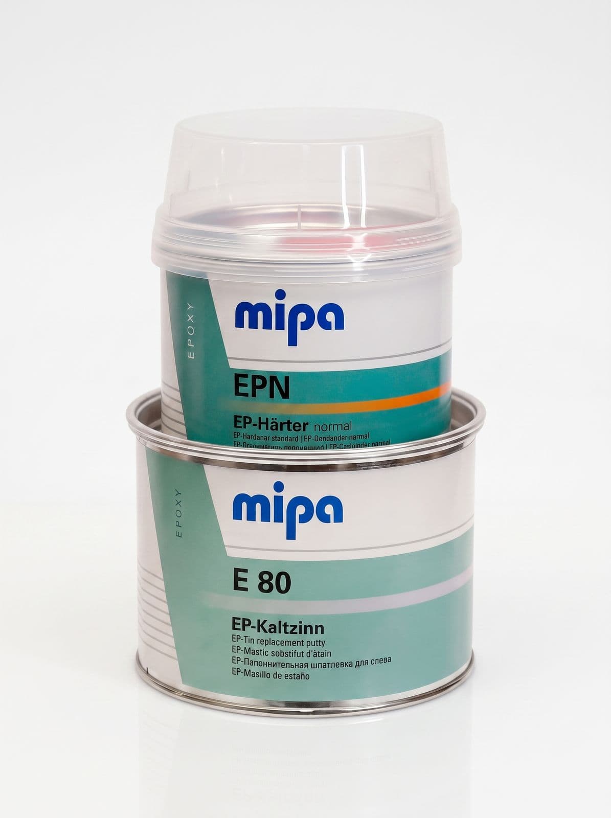 MIPA E80 Шпатлевка эпоксидная 2К (жидкое олово) + с отв. EPN, 1+0,5кг