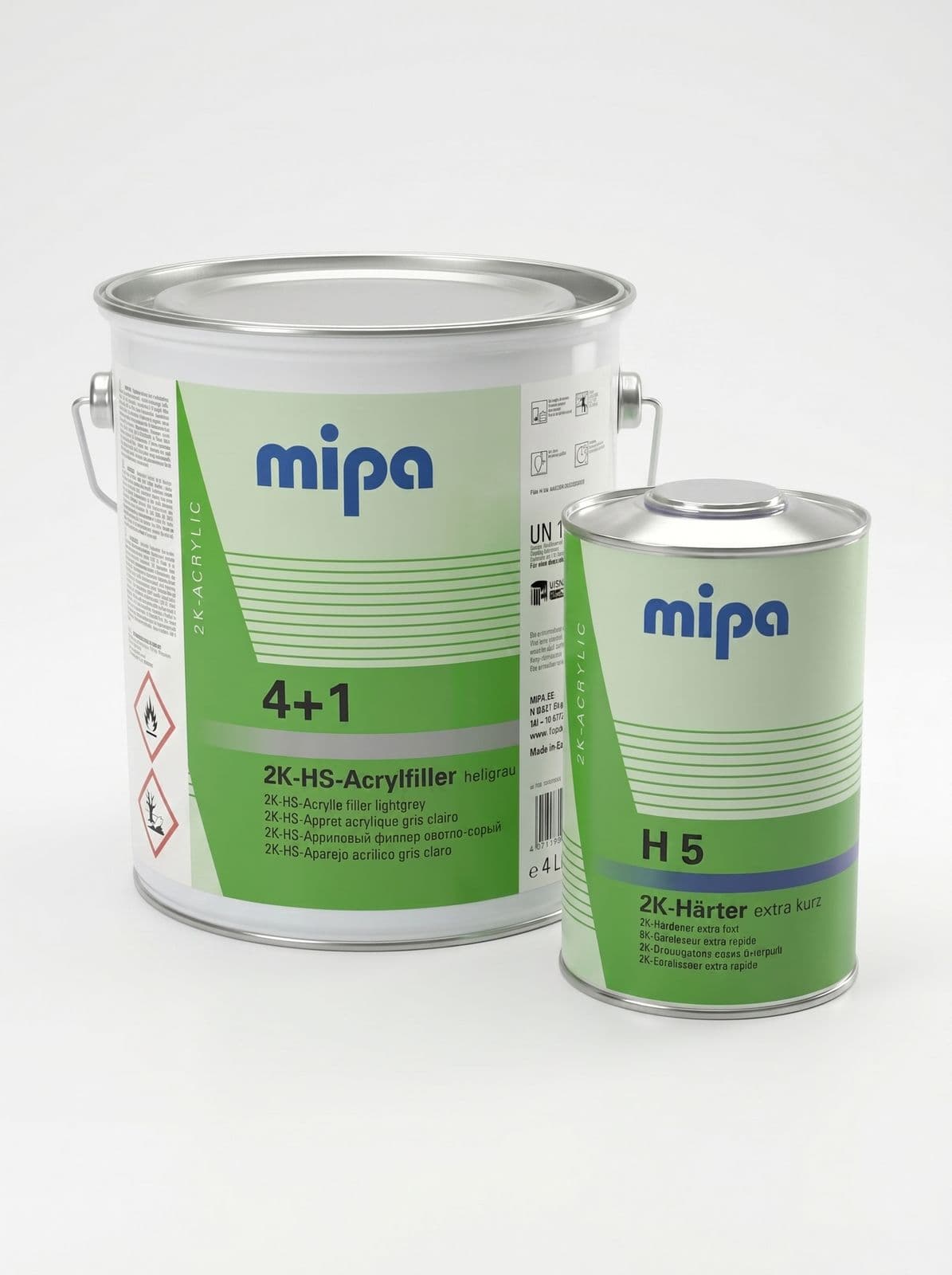 MIPA Грунт акриловый 4:1 Acrylfiller HS, 4л+ отвердитель 1л (Серый)