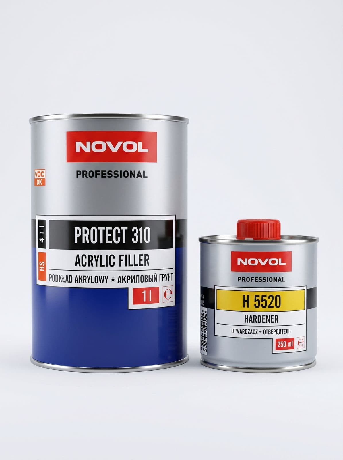 NOVOL 310 Грунт акриловый 4:1 Protect HS, 1л + 0,25л отв. (Белый)