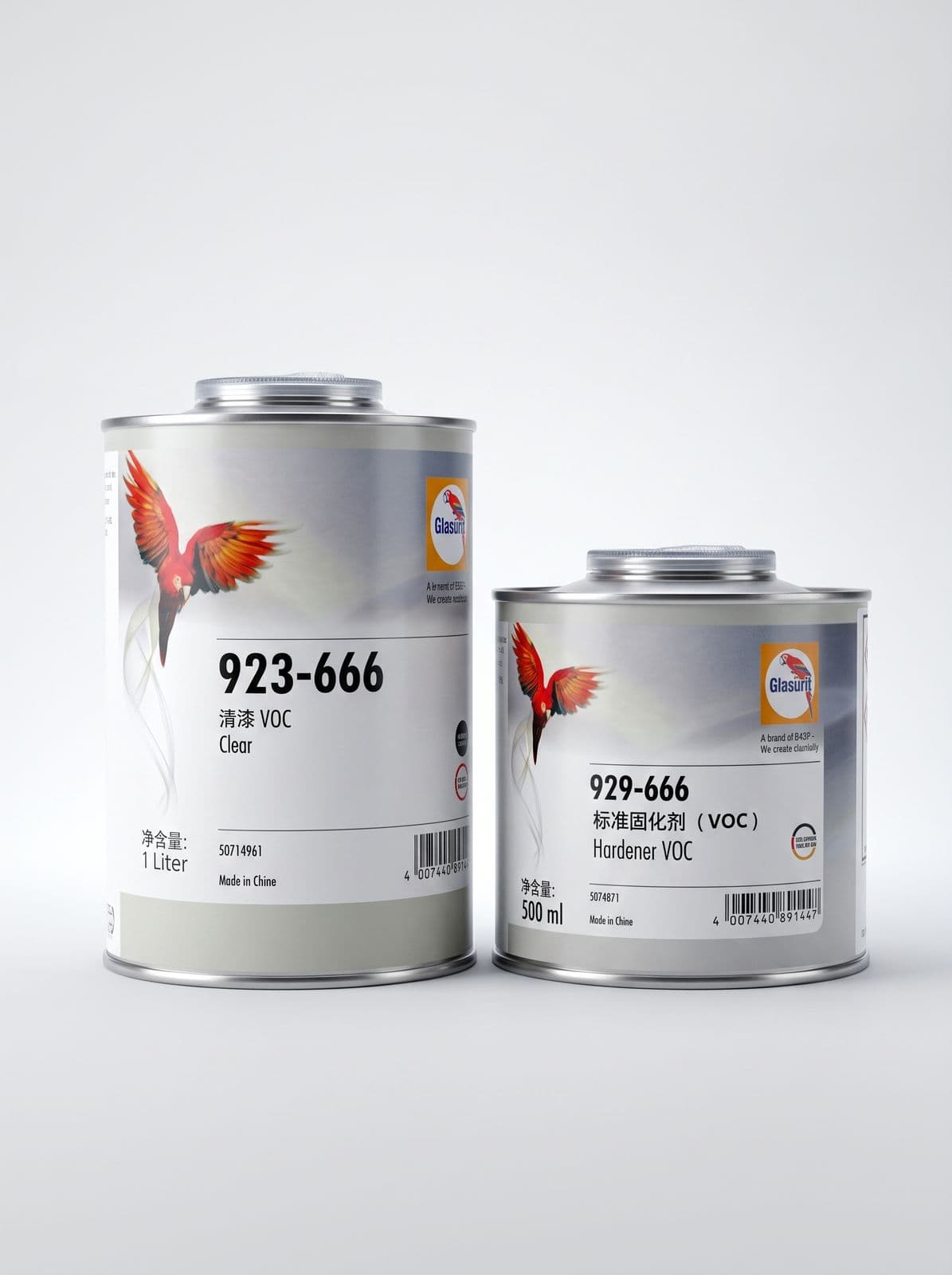 GLASURIT 923-666 2K HS Лак прозрачный VOC 1л. + Glasurit 929-666 отвердитель для лака 0,5 л.
