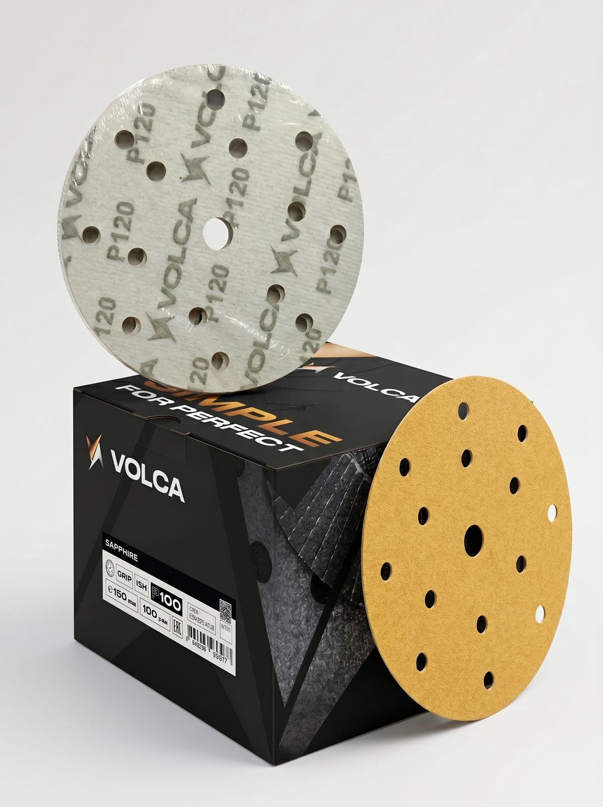 VOLCA SAPPHIRE Диск абразивный, бумажная основа, 150мм, 15 отв. (P80)