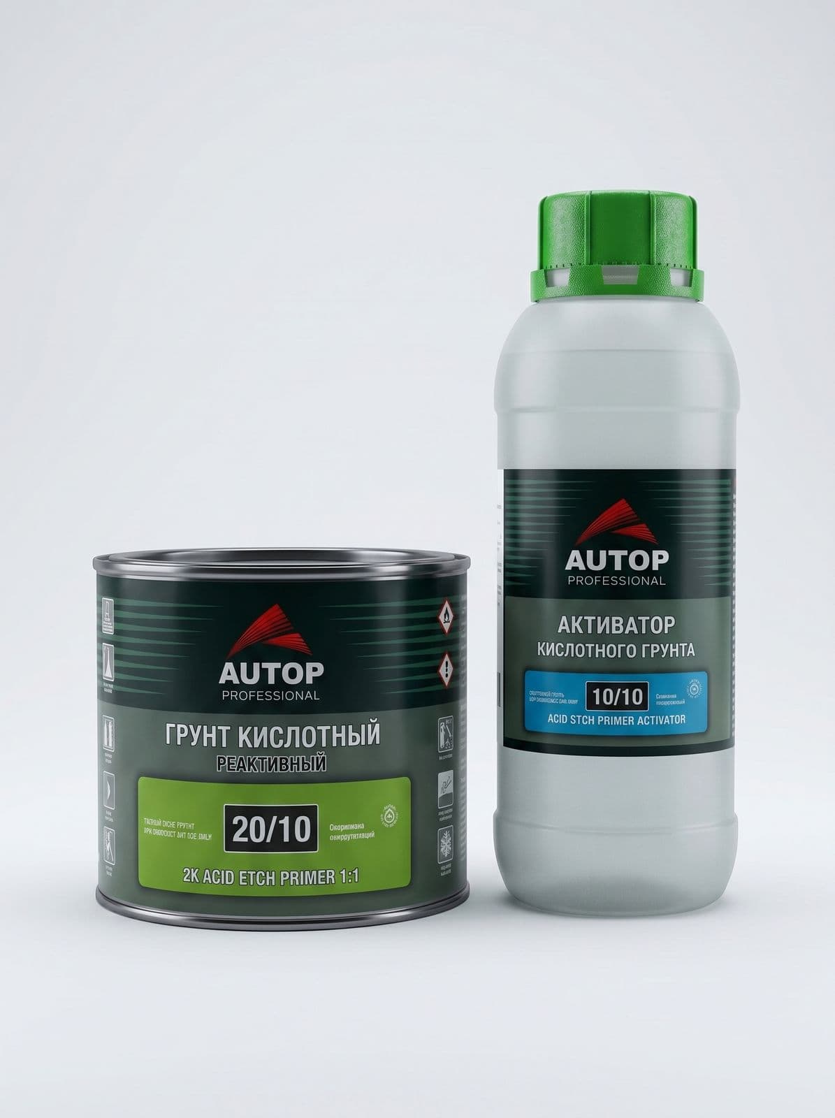 AUTOP Грунт кислотный фосфатирующий 1:1 Зеленый 0,5л + отвердитель 0,5л
