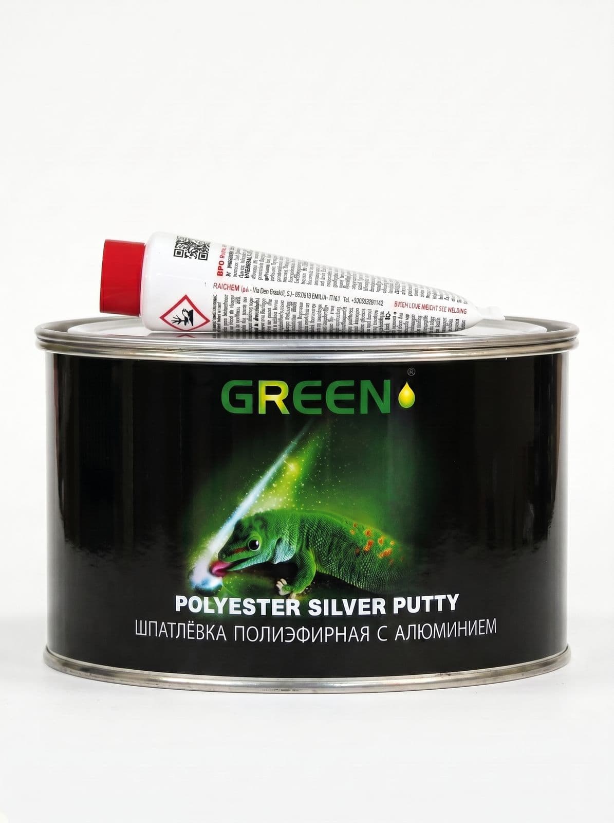 GREEN Шпатлевка с АЛЮМИНИЕМ (POLYESTER SILVER) 1.8кг