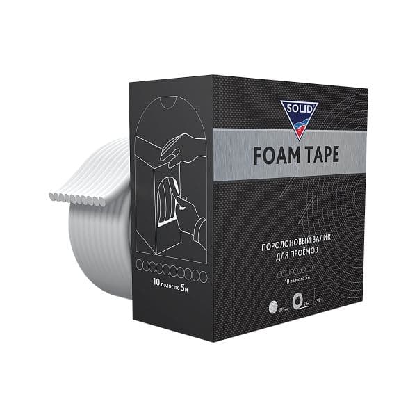 SOLID PROFESSIONAL LINE FOAM TAPE Поролоновые валики для проёмов, D 13мм*50м (10шт*5м)