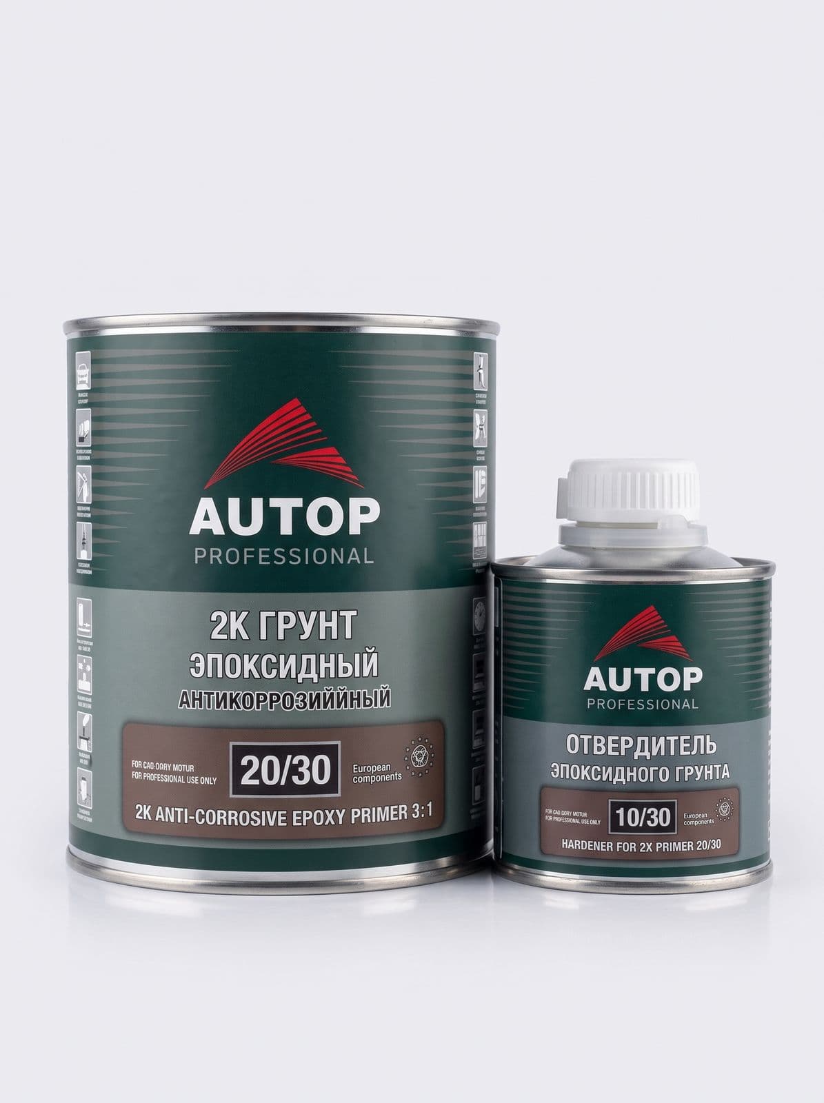 AUTOP 20/30 2К Грунт эпоксидный антикоррозийный 3:1 Светло-серый 0,8л + отв. 10/30 0,25л